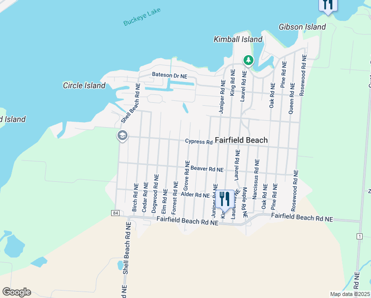 map of restaurants, bars, coffee shops, grocery stores, and more near 13298 Forrest Road Northeast in Thornville
