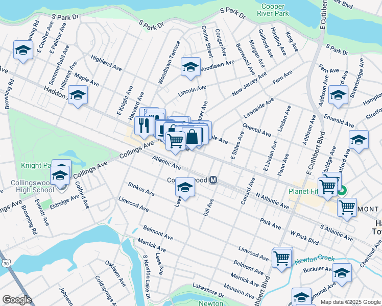 map of restaurants, bars, coffee shops, grocery stores, and more near 820 Haddon Avenue in Collingswood