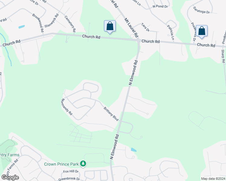 map of restaurants, bars, coffee shops, grocery stores, and more near 515 North Elmwood Road in Evesham