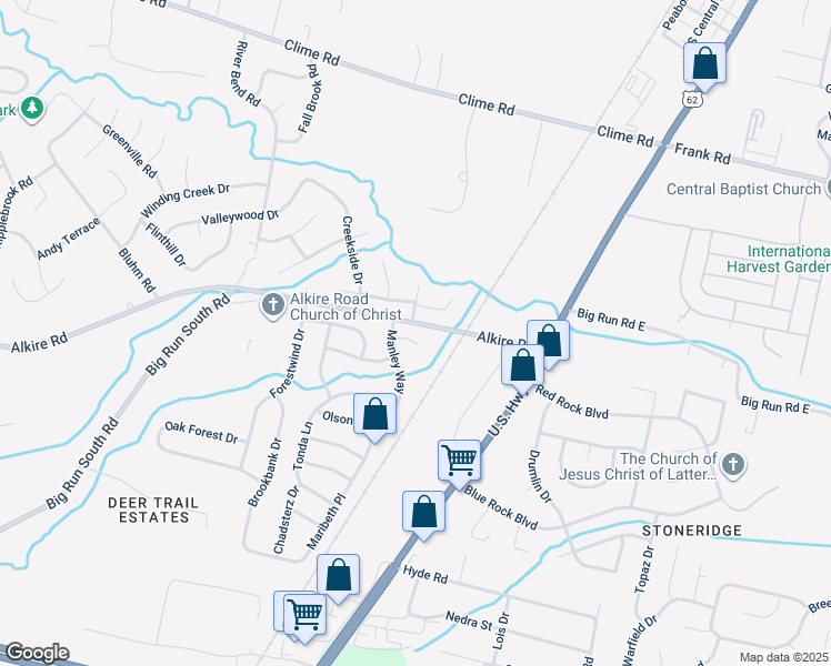 map of restaurants, bars, coffee shops, grocery stores, and more near 1970 Manley Way in Grove City