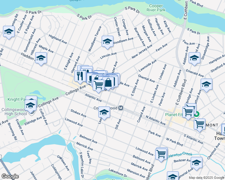 map of restaurants, bars, coffee shops, grocery stores, and more near 820 Haddon Avenue in Collingswood