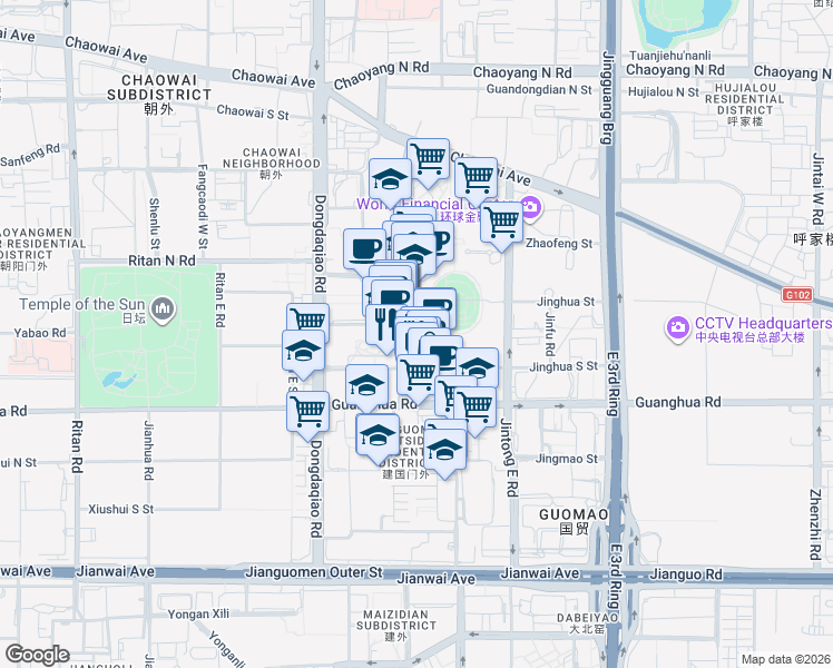 map of restaurants, bars, coffee shops, grocery stores, and more near in 