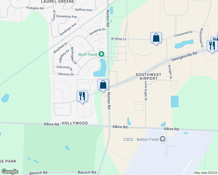map of restaurants, bars, coffee shops, grocery stores, and more near Georgesville Rd & Norton Rd in Columbus