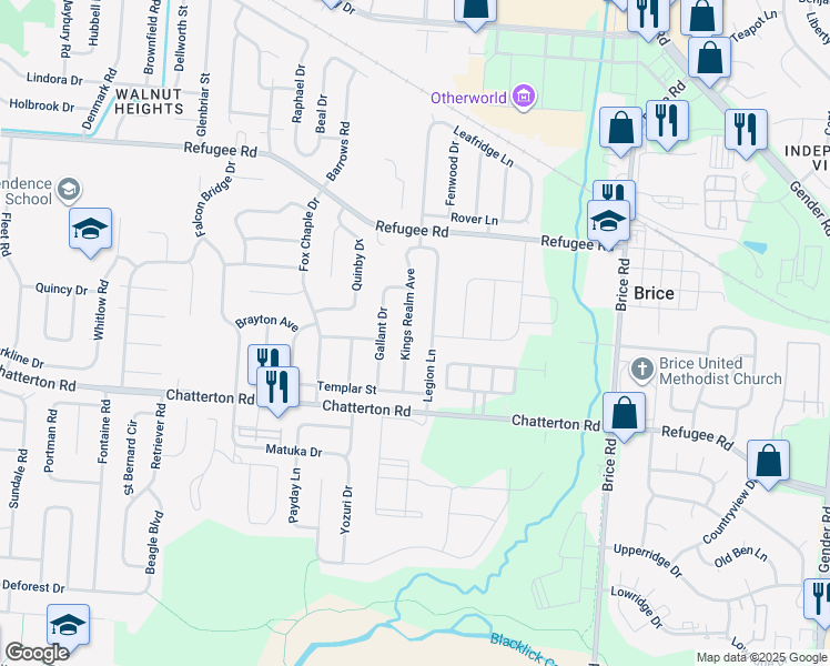 map of restaurants, bars, coffee shops, grocery stores, and more near 3188 Kings Realm Avenue in Columbus