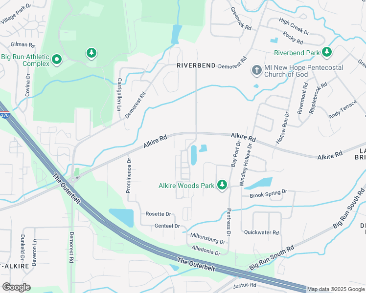 map of restaurants, bars, coffee shops, grocery stores, and more near 3865 Alkire Road in Grove City