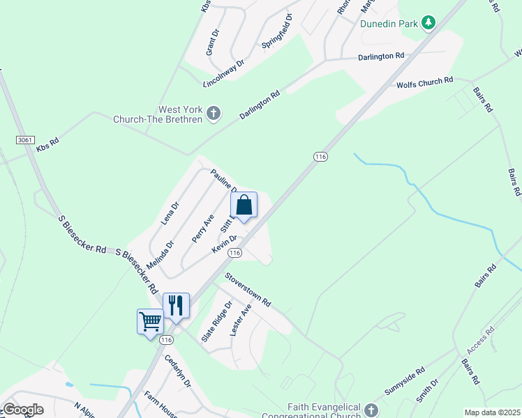 map of restaurants, bars, coffee shops, grocery stores, and more near 711 Hanover Road in York