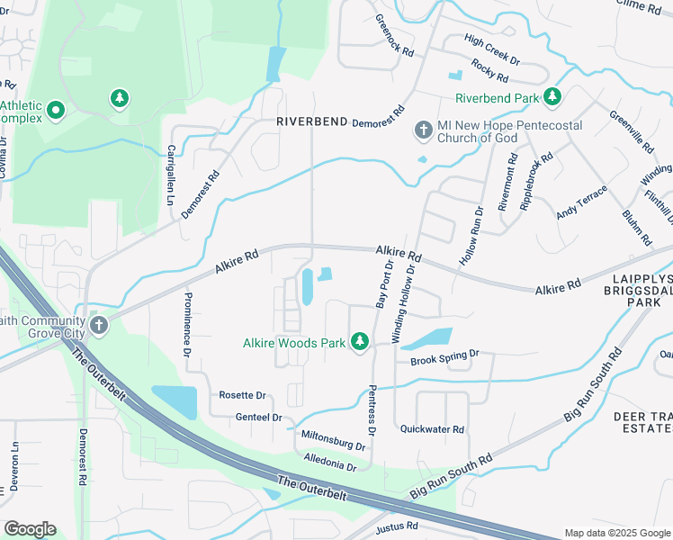 map of restaurants, bars, coffee shops, grocery stores, and more near 3711 Alkire Road in Grove City