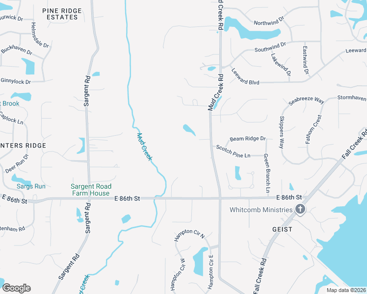 map of restaurants, bars, coffee shops, grocery stores, and more near 8820 Mud Creek Road in Indianapolis