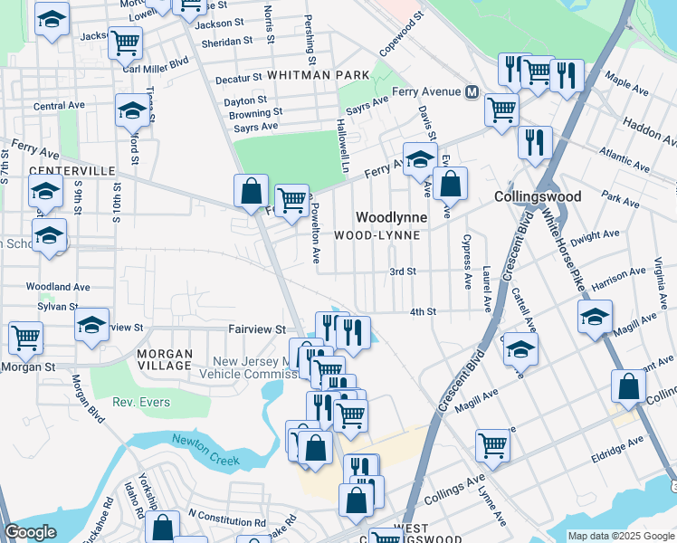 map of restaurants, bars, coffee shops, grocery stores, and more near 254 Cedar Avenue in Oaklyn