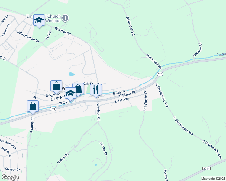 map of restaurants, bars, coffee shops, grocery stores, and more near 29 Water Street in Windsor