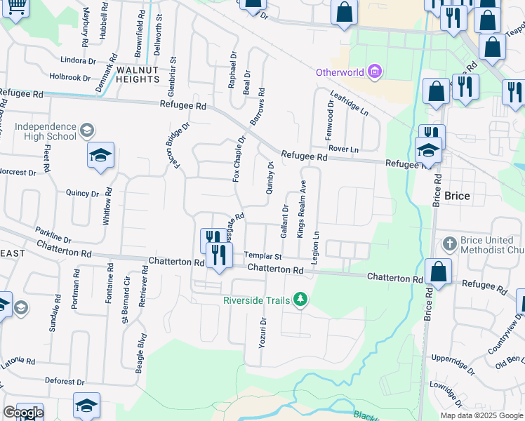 map of restaurants, bars, coffee shops, grocery stores, and more near 3112 Quinby Drive in Columbus