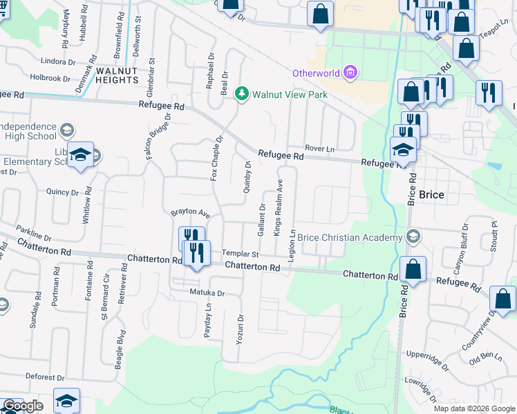 map of restaurants, bars, coffee shops, grocery stores, and more near 3137 Gallant Drive in Columbus