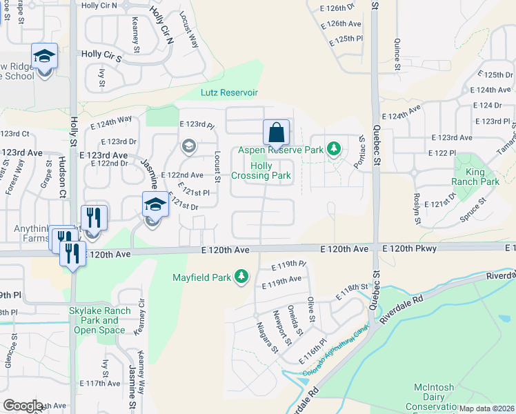 map of restaurants, bars, coffee shops, grocery stores, and more near 12134 Newport Drive in Brighton