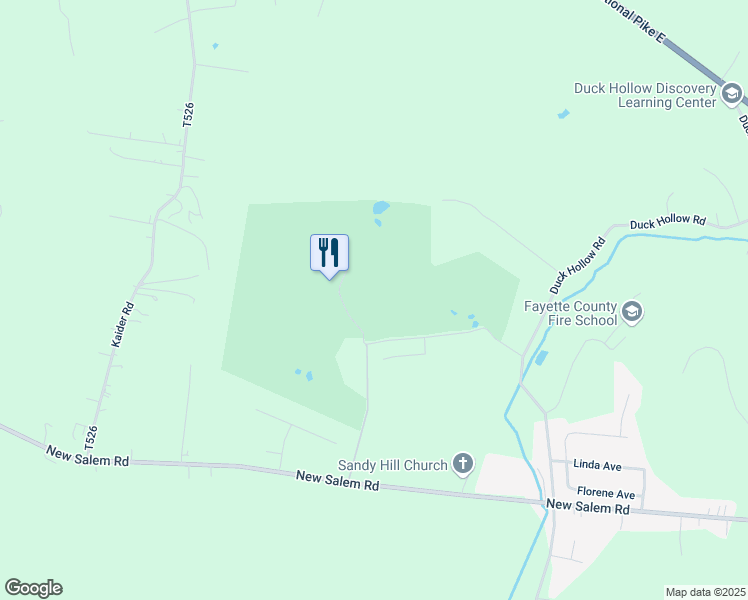 map of restaurants, bars, coffee shops, grocery stores, and more near 374 Duck Hollow Road in Uniontown