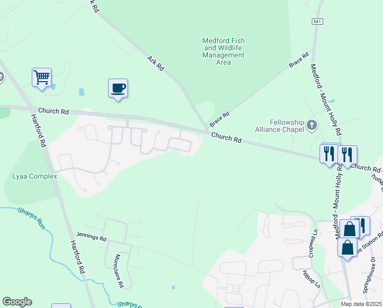map of restaurants, bars, coffee shops, grocery stores, and more near 62 Liverpool Way in Medford