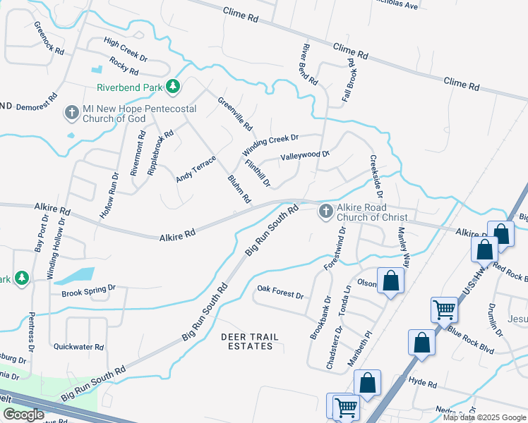 map of restaurants, bars, coffee shops, grocery stores, and more near 2875 Alkire Road in Grove City