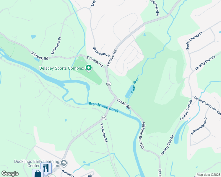 map of restaurants, bars, coffee shops, grocery stores, and more near 1321 South Creek Road in West Chester