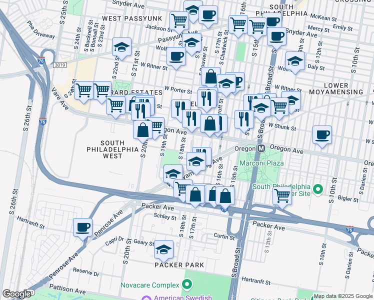 map of restaurants, bars, coffee shops, grocery stores, and more near in Philadelphia