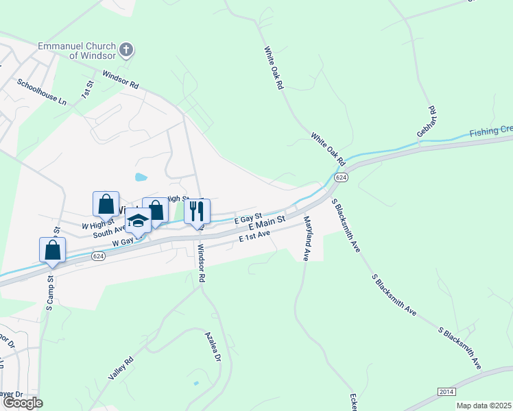 map of restaurants, bars, coffee shops, grocery stores, and more near 48 Water Street in Windsor