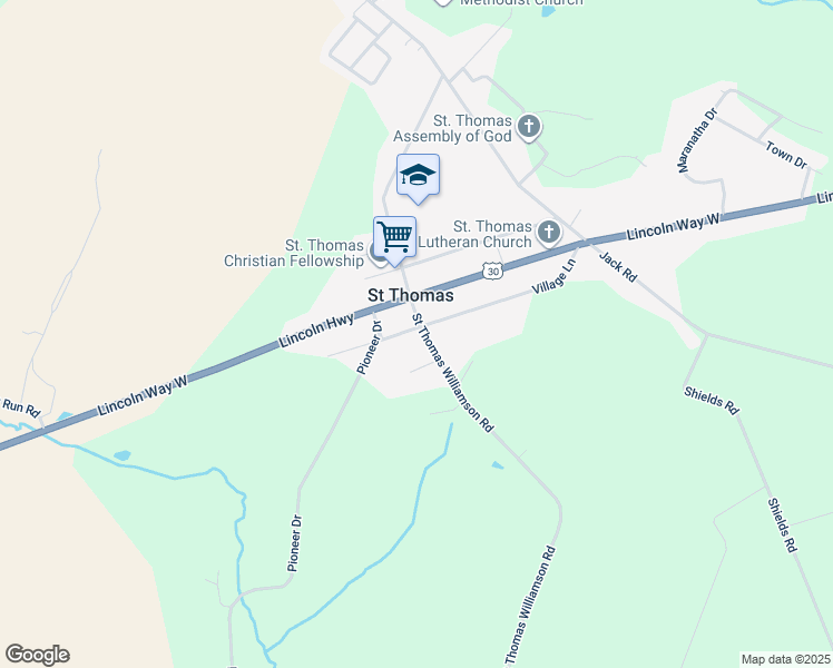 map of restaurants, bars, coffee shops, grocery stores, and more near 137 Saint Thomas Williamson Road in Saint Thomas
