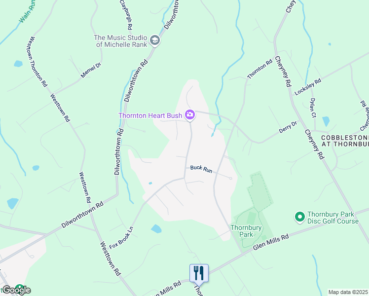 map of restaurants, bars, coffee shops, grocery stores, and more near 21 Country Run in Delaware County