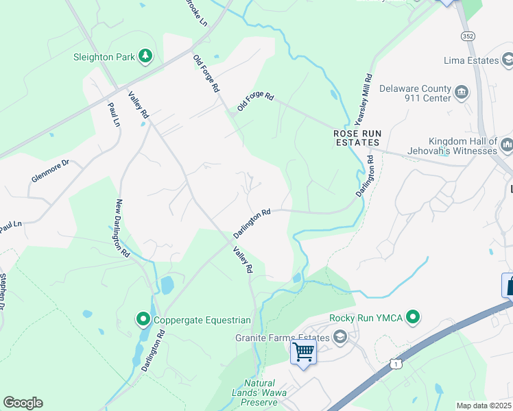 map of restaurants, bars, coffee shops, grocery stores, and more near 301 Bowers Lane in Media