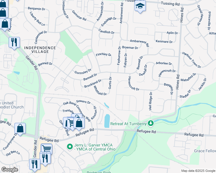 map of restaurants, bars, coffee shops, grocery stores, and more near 3317 Gurtis Dr in Reynoldsburg