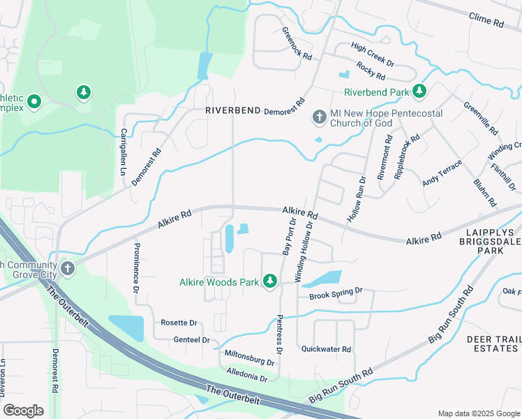 map of restaurants, bars, coffee shops, grocery stores, and more near 3711 Alkire Road in Grove City