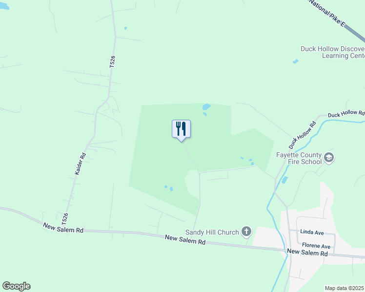 map of restaurants, bars, coffee shops, grocery stores, and more near 374 Duck Hollow Road in Uniontown