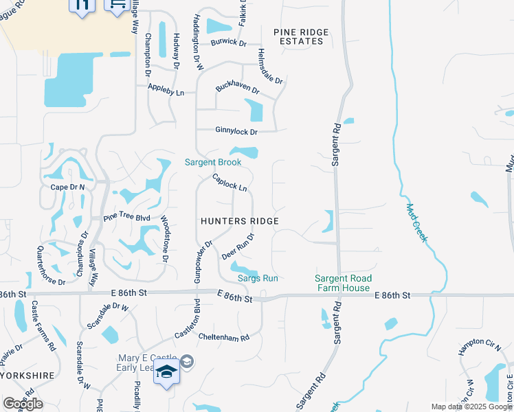map of restaurants, bars, coffee shops, grocery stores, and more near 8819 Deer Run Drive in Indianapolis