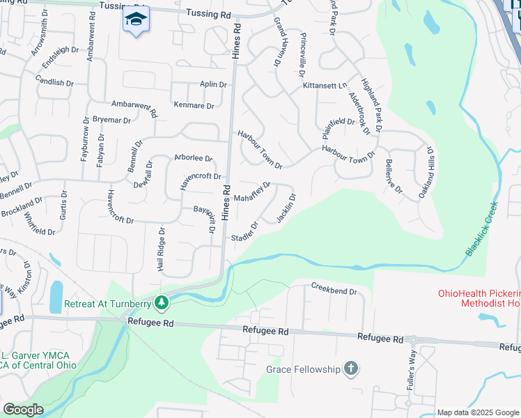map of restaurants, bars, coffee shops, grocery stores, and more near 3317 Stadler Drive in Pickerington