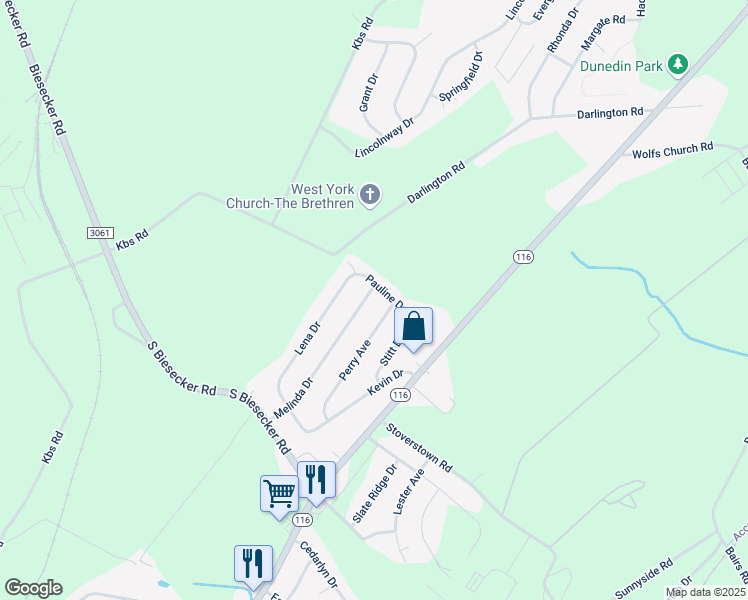 map of restaurants, bars, coffee shops, grocery stores, and more near 240 Perry Avenue in York