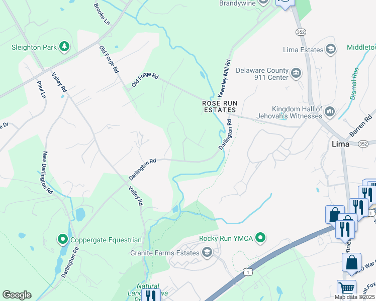 map of restaurants, bars, coffee shops, grocery stores, and more near 429 Mattrissa Ridge in Media