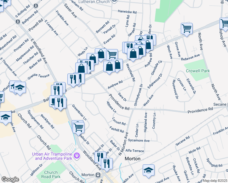 map of restaurants, bars, coffee shops, grocery stores, and more near 910 Sara Drive in Springfield