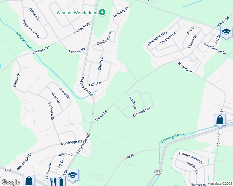 map of restaurants, bars, coffee shops, grocery stores, and more near 145 Manor Road in Red Lion