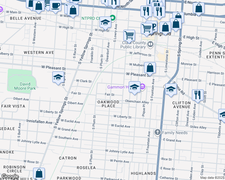 map of restaurants, bars, coffee shops, grocery stores, and more near 301 Fair Street in Springfield