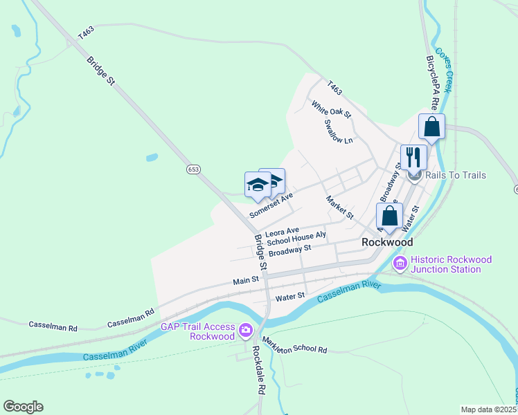 map of restaurants, bars, coffee shops, grocery stores, and more near 437 Somerset Avenue in Rockwood