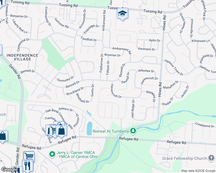 map of restaurants, bars, coffee shops, grocery stores, and more near 6914 Idlelea Drive in Reynoldsburg
