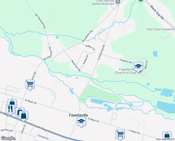 map of restaurants, bars, coffee shops, grocery stores, and more near 362 Valley Drive in Fayetteville