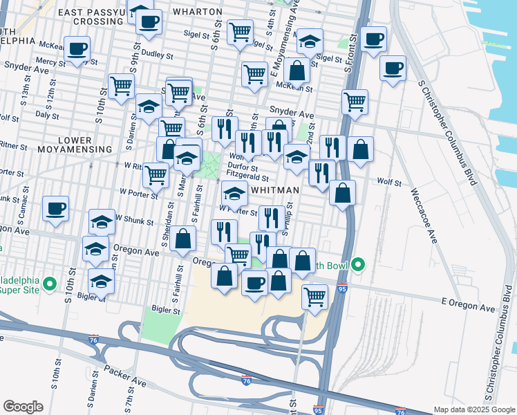 map of restaurants, bars, coffee shops, grocery stores, and more near 326 Roseberry Street in Philadelphia