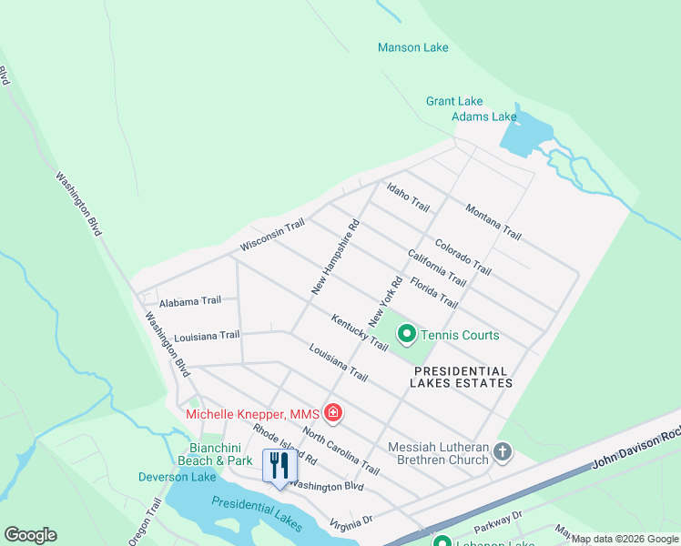 map of restaurants, bars, coffee shops, grocery stores, and more near 204 Florida Trail in Browns Mills