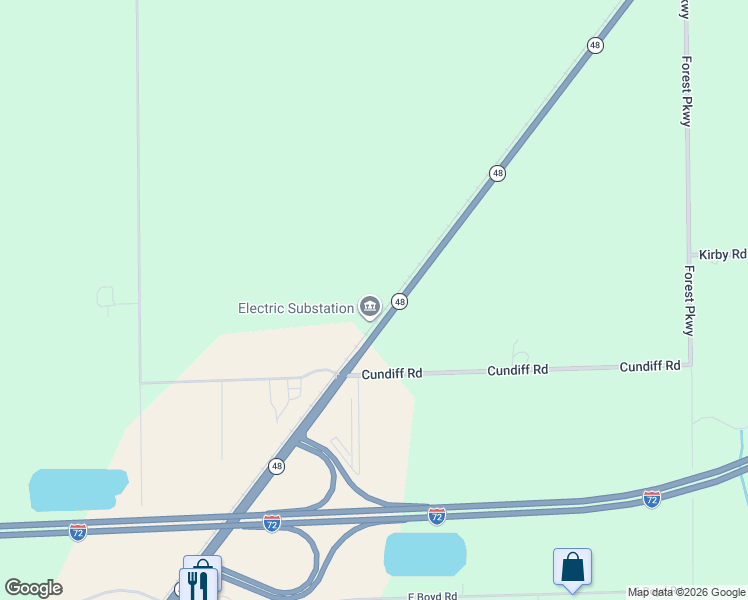 map of restaurants, bars, coffee shops, grocery stores, and more near 5501-5599 Highway 48 in Decatur