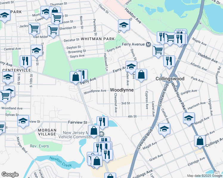 map of restaurants, bars, coffee shops, grocery stores, and more near 2024b Woodlynne Avenue in Woodlynne