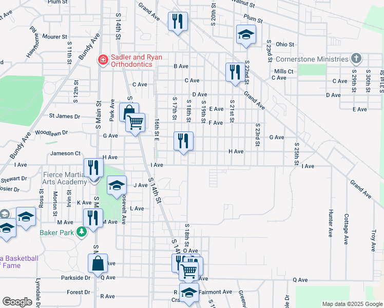 map of restaurants, bars, coffee shops, grocery stores, and more near 1423 S 18th St in New Castle