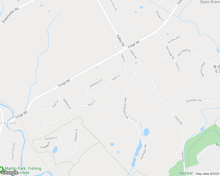 map of restaurants, bars, coffee shops, grocery stores, and more near 49 Paul Lane in Glen Mills