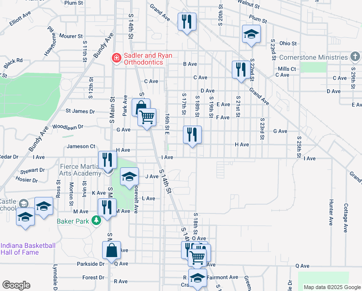map of restaurants, bars, coffee shops, grocery stores, and more near 1622 H Avenue in New Castle