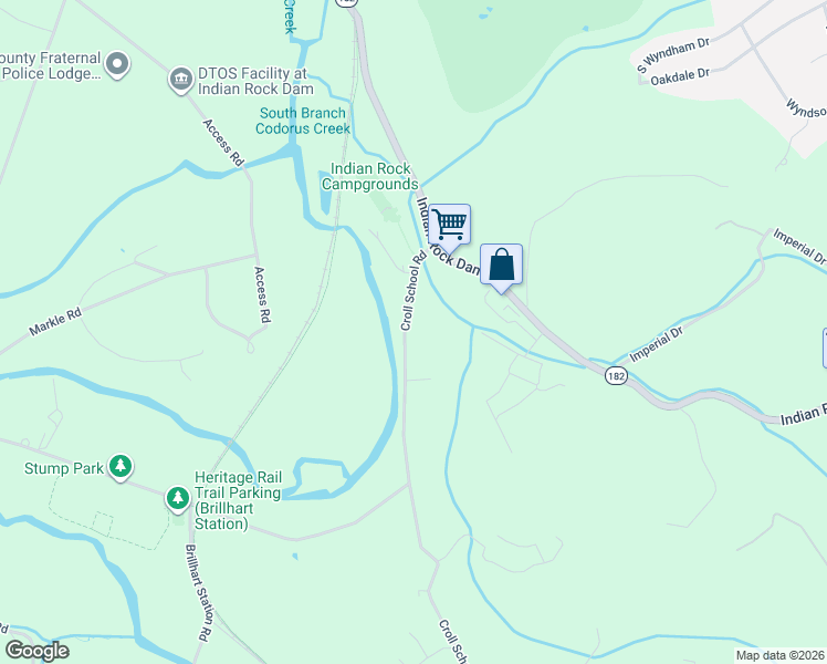 map of restaurants, bars, coffee shops, grocery stores, and more near 2340 Croll School Road in York