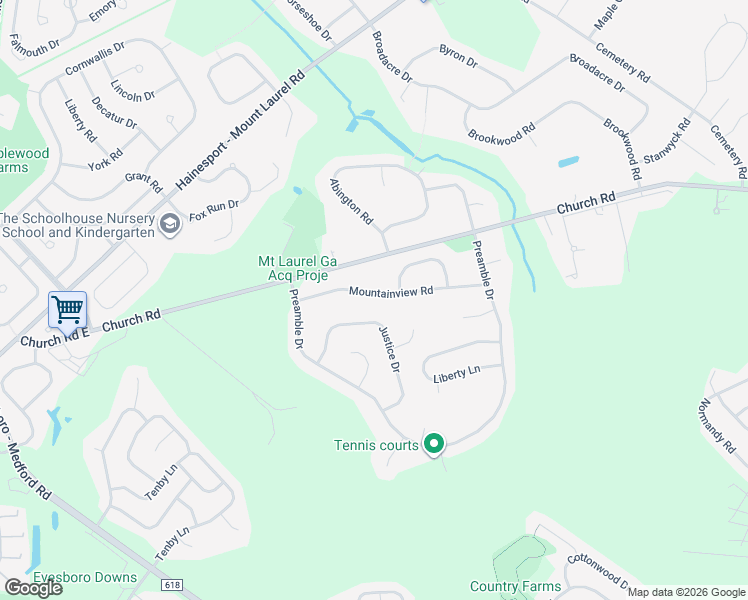 map of restaurants, bars, coffee shops, grocery stores, and more near 121 Mountainview Road in Mount Laurel Township