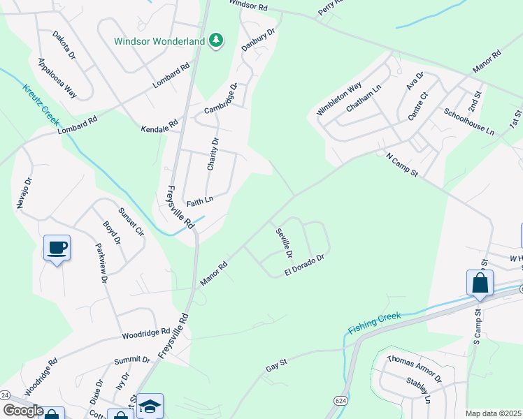 map of restaurants, bars, coffee shops, grocery stores, and more near 175 Manor Rd in Red Lion