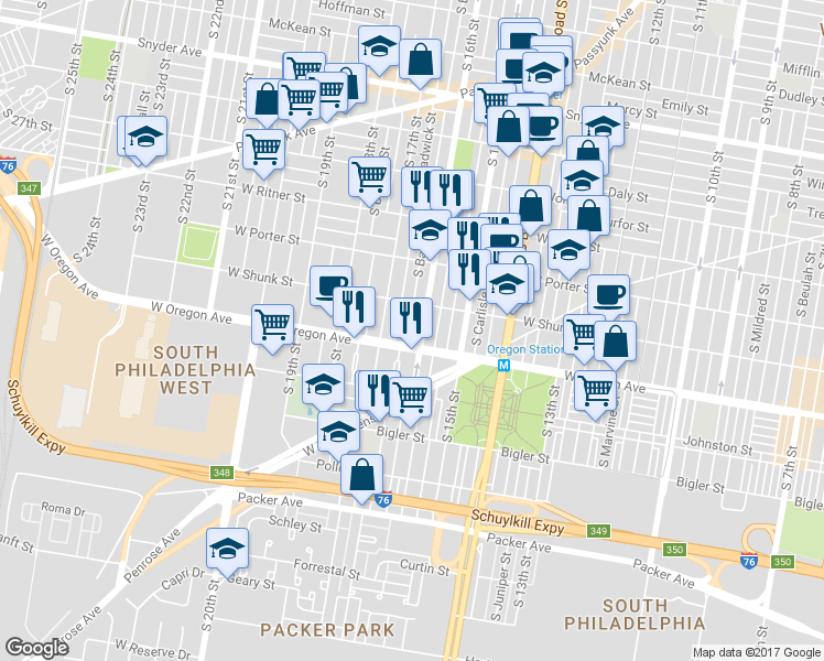 map of restaurants, bars, coffee shops, grocery stores, and more near 2639 South Bancroft Street in Philadelphia